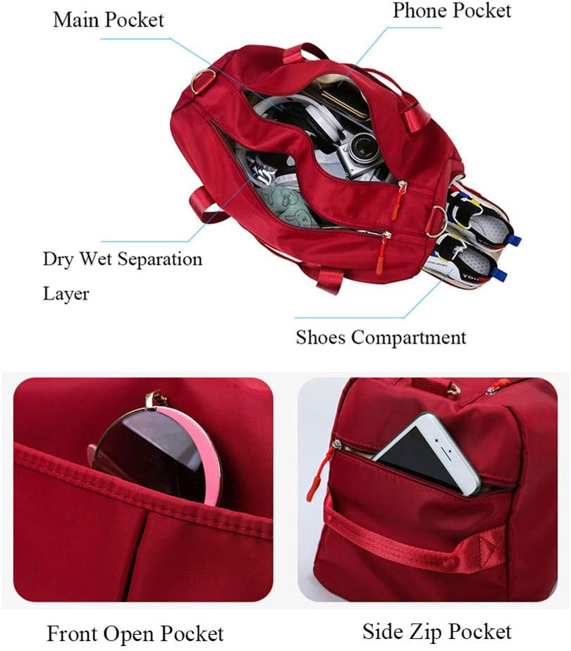 Sports Gym Bag for Women or Men Travel Duffel Bag with Wet Pocket and Shoes Compartment for Training Swim Yoga(Blue)