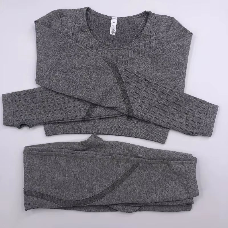 2021 New Active Wear Sets Women Workout Clothes Gym Wear Tracksuits Yoga Jogging Track Outfit Legging Long Sleeves Shirts Suits