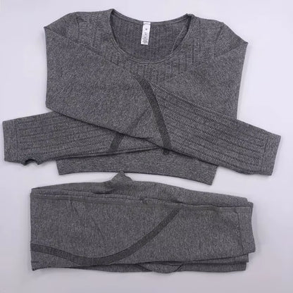 2021 New Active Wear Sets Women Workout Clothes Gym Wear Tracksuits Yoga Jogging Track Outfit Legging Long Sleeves Shirts Suits