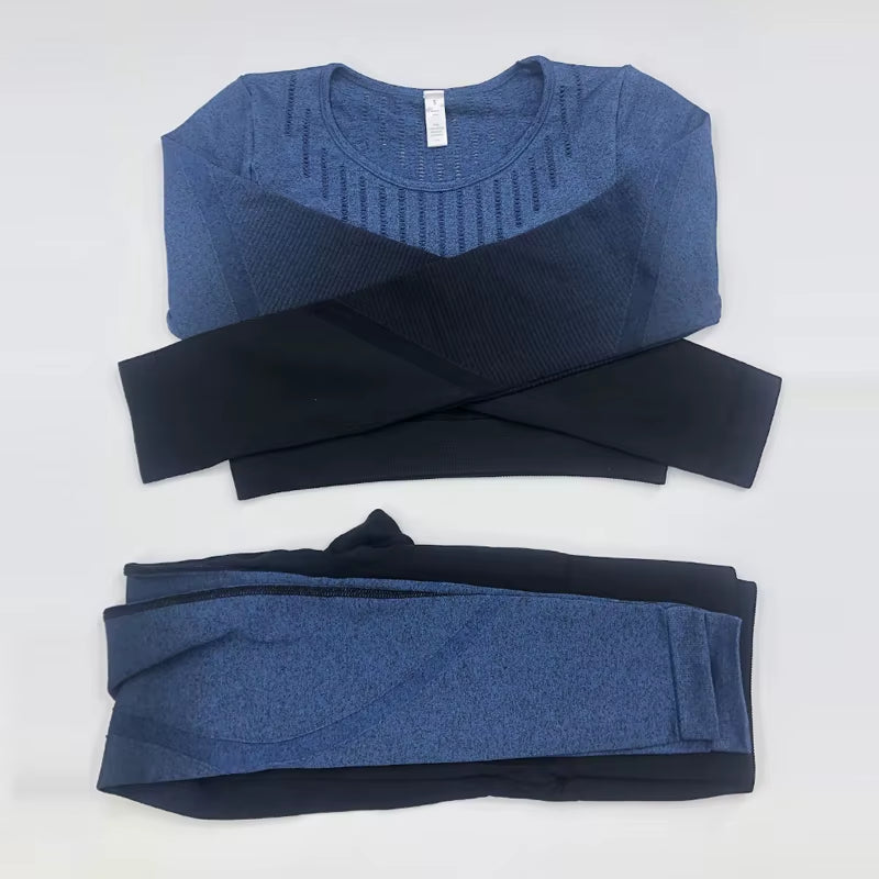 2021 New Active Wear Sets Women Workout Clothes Gym Wear Tracksuits Yoga Jogging Track Outfit Legging Long Sleeves Shirts Suits