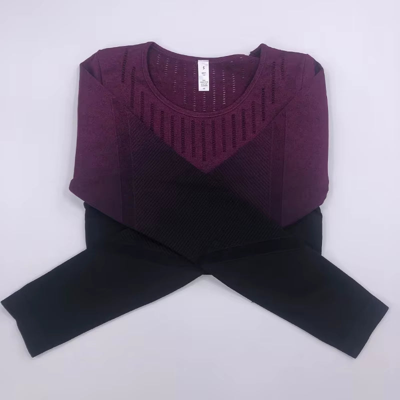 2021 New Active Wear Sets Women Workout Clothes Gym Wear Tracksuits Yoga Jogging Track Outfit Legging Long Sleeves Shirts Suits