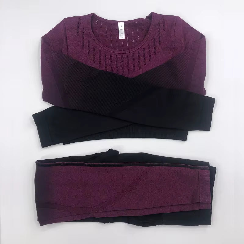 2021 New Active Wear Sets Women Workout Clothes Gym Wear Tracksuits Yoga Jogging Track Outfit Legging Long Sleeves Shirts Suits