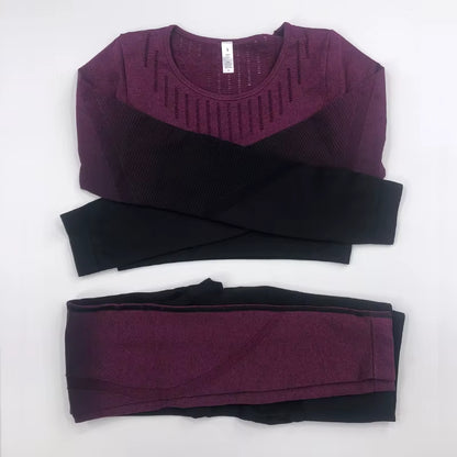 2021 New Active Wear Sets Women Workout Clothes Gym Wear Tracksuits Yoga Jogging Track Outfit Legging Long Sleeves Shirts Suits