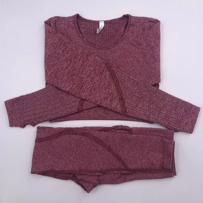 2021 New Active Wear Sets Women Workout Clothes Gym Wear Tracksuits Yoga Jogging Track Outfit Legging Long Sleeves Shirts Suits