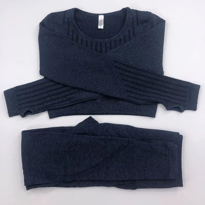 2021 New Active Wear Sets Women Workout Clothes Gym Wear Tracksuits Yoga Jogging Track Outfit Legging Long Sleeves Shirts Suits