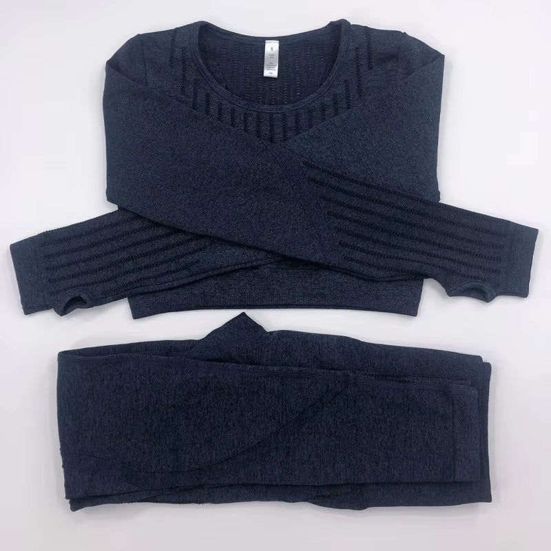 2021 New Active Wear Sets Women Workout Clothes Gym Wear Tracksuits Yoga Jogging Track Outfit Legging Long Sleeves Shirts Suits