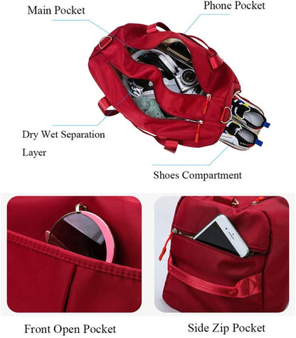 Sports Gym Bag for Women or Men Travel Duffel Bag with Wet Pocket and Shoes Compartment for Training Swim Yoga(Blue)