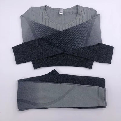 2021 New Active Wear Sets Women Workout Clothes Gym Wear Tracksuits Yoga Jogging Track Outfit Legging Long Sleeves Shirts Suits