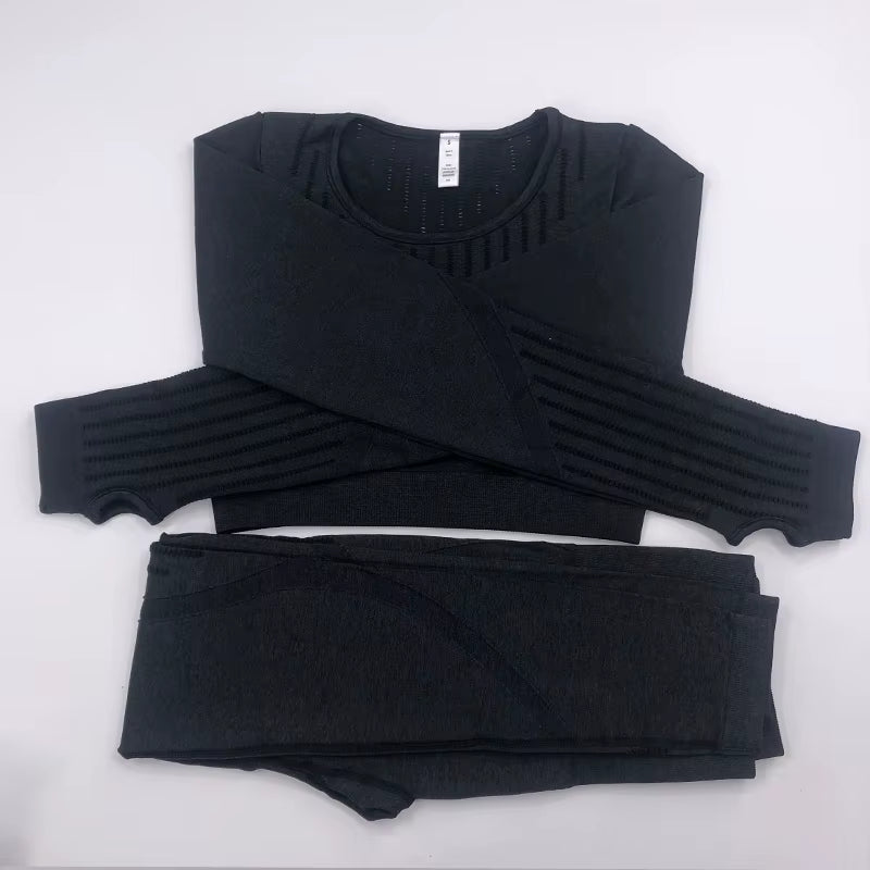 2021 New Active Wear Sets Women Workout Clothes Gym Wear Tracksuits Yoga Jogging Track Outfit Legging Long Sleeves Shirts Suits