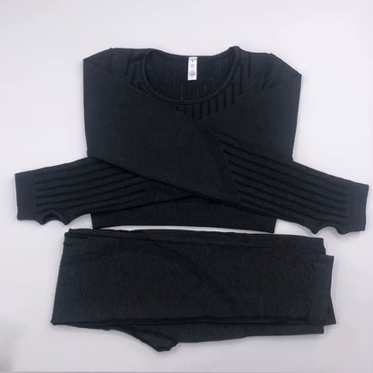 2021 New Active Wear Sets Women Workout Clothes Gym Wear Tracksuits Yoga Jogging Track Outfit Legging Long Sleeves Shirts Suits